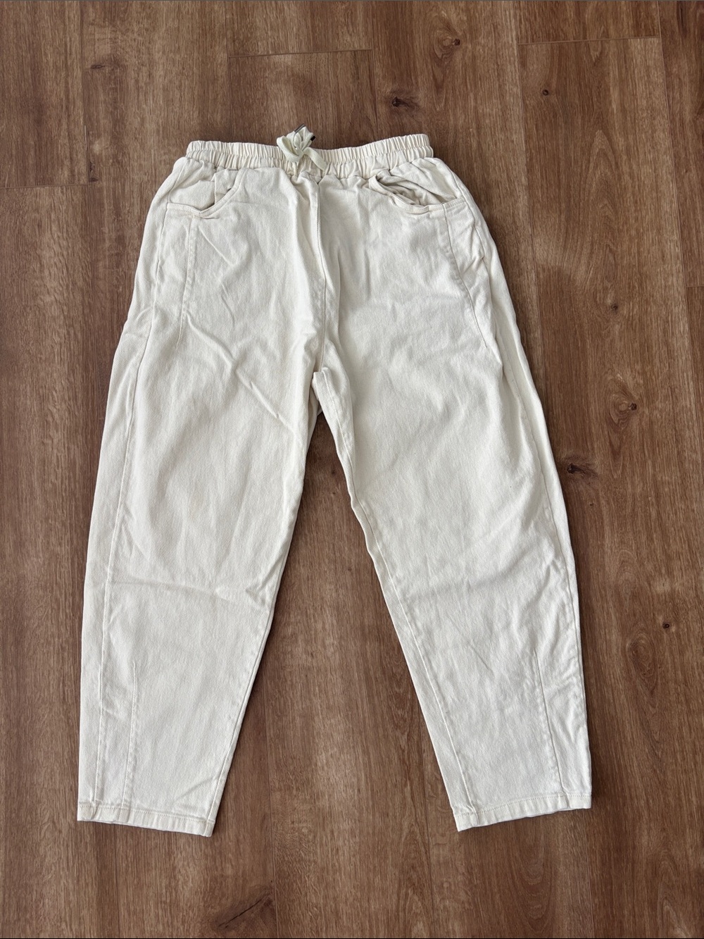 Casual Drawstring Trousers in Off-White